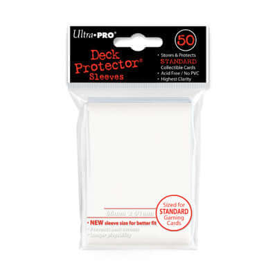 Accessoires Witte Deck Protectors voor standaard kaarten (66x91 mm). Een pakje bevat 50 deck protectors.