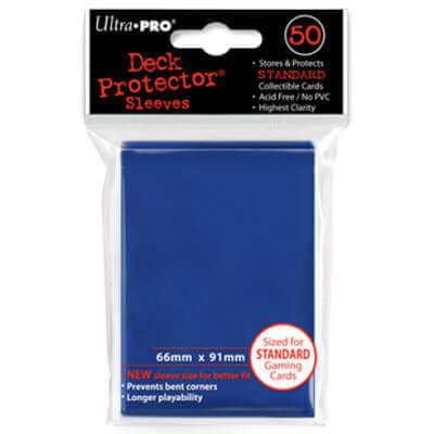 Accessoires Blauwe Deck Protectors voor standaard kaarten (66x91 mm). Een pakje bevat 50 deck protectors.