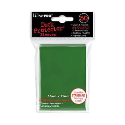 Accessoires Groene Deck Protectors voor standaard kaarten (66x91 mm). Een pakje bevat 50 deck protectors.