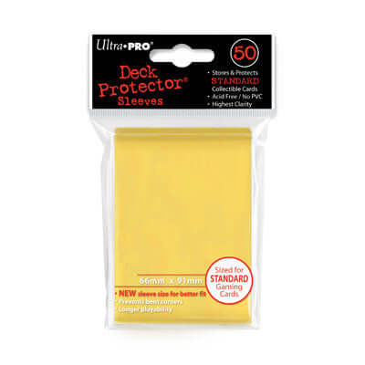 Accessoires Gele Deck Protectors voor standaard kaarten (66x91 mm). Een pakje bevat 50 deck protectors.