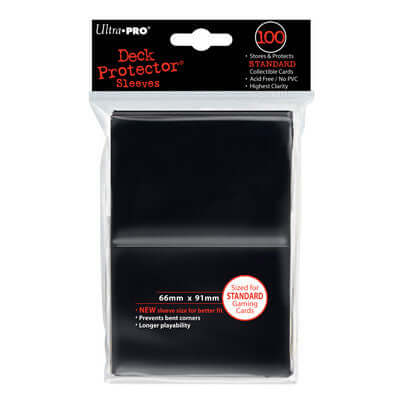 Accessoires Zwarte Deck Protectors voor standaard kaarten (66x91 mm). Een pakje bevat 100 deck protectors.