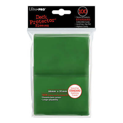 Accessoires Groene Deck Protectors voor standaard kaarten (66x91 mm). Een pakje bevat 100 deck protectors.
