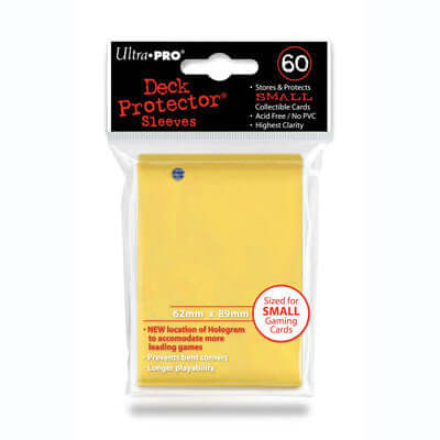Accessoires Gele Deck Protectors voor smalle kaarten (62x89 mm). Een pakje bevat 60 deck protectors.