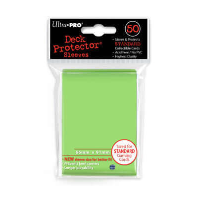 Accessoires Lime-Groene Deck Protectors voor standaard kaarten (66x91 mm). Een pakje bevat 50 deck protectors.