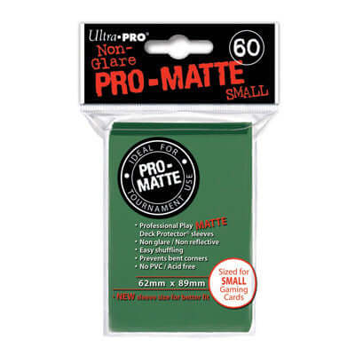 Accessoires Groene Deck Protectors Pro-Matte Non-Glare voor smalle kaarten (62x89 mm). Een pakje bevat 60 deck protectors.