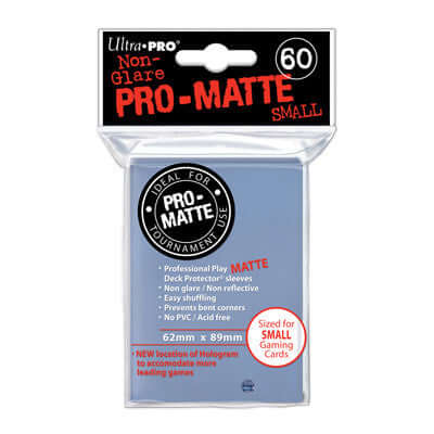 Accessoires Transparante Deck Protectors Pro-Matte Non-Glare voor smalle kaarten (62x89 mm). Een pakje bevat 60 deck protectors.
