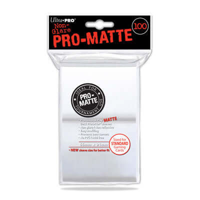 Accessoires Witte Deck Protectors Pro-Matte Non-Glare voor standaard kaarten (66x91 mm). Een pakje bevat 100 deck protectors.
