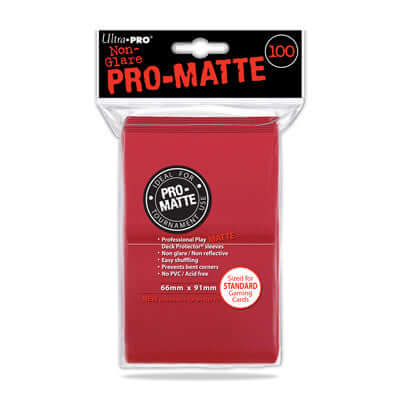Accessoires Rode Deck Protectors Pro-Matte Non-Glare voor standaard kaarten (66x91 mm). Een pakje bevat 100 deck protectors.