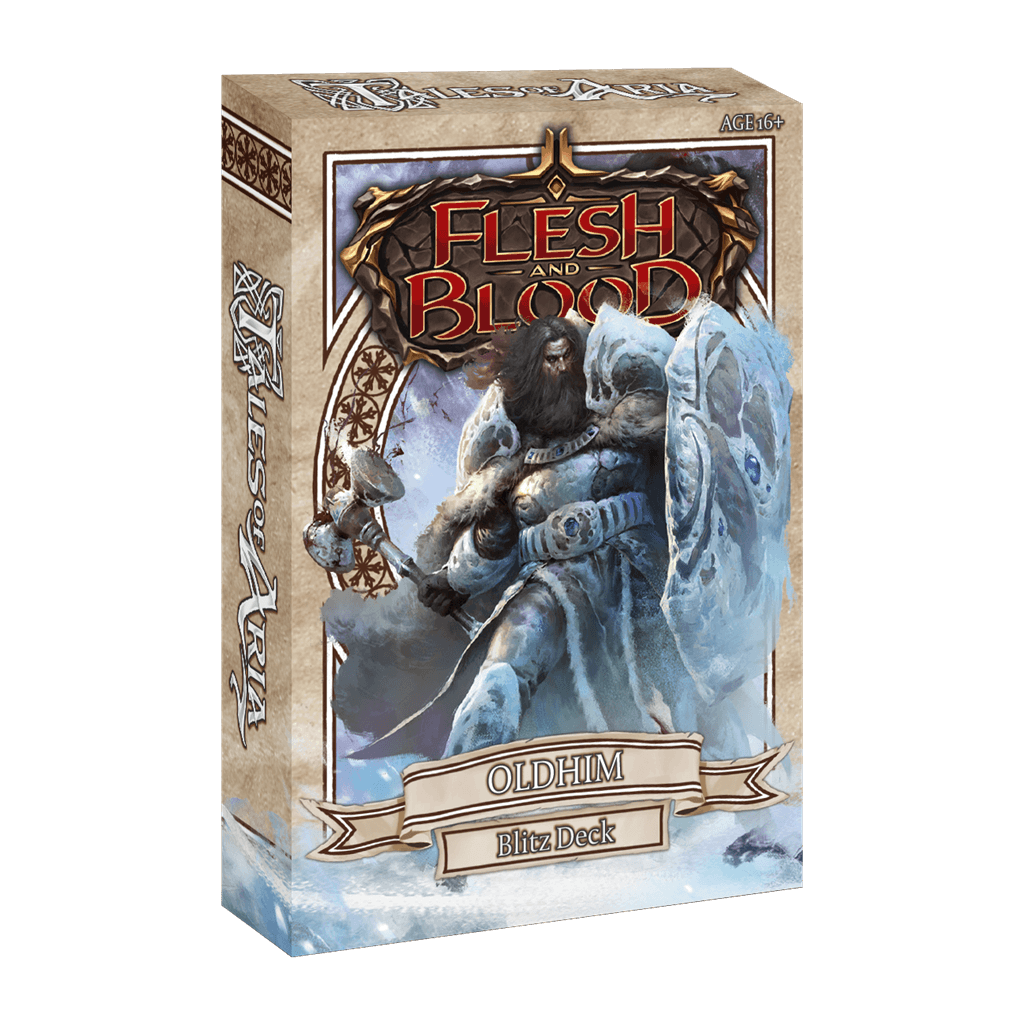 UITVERKOOP Een Flesh and Blood Blitz deck is een direct speelbaar heldendeck voor Flesh and Blood. Verkrijgbaar in 3 verschillende versies. Elk Tales of Aria Blitz deck bevat 40 kaarten (incl rainbow foil hero, weapon en equipment kaarten). Een display be