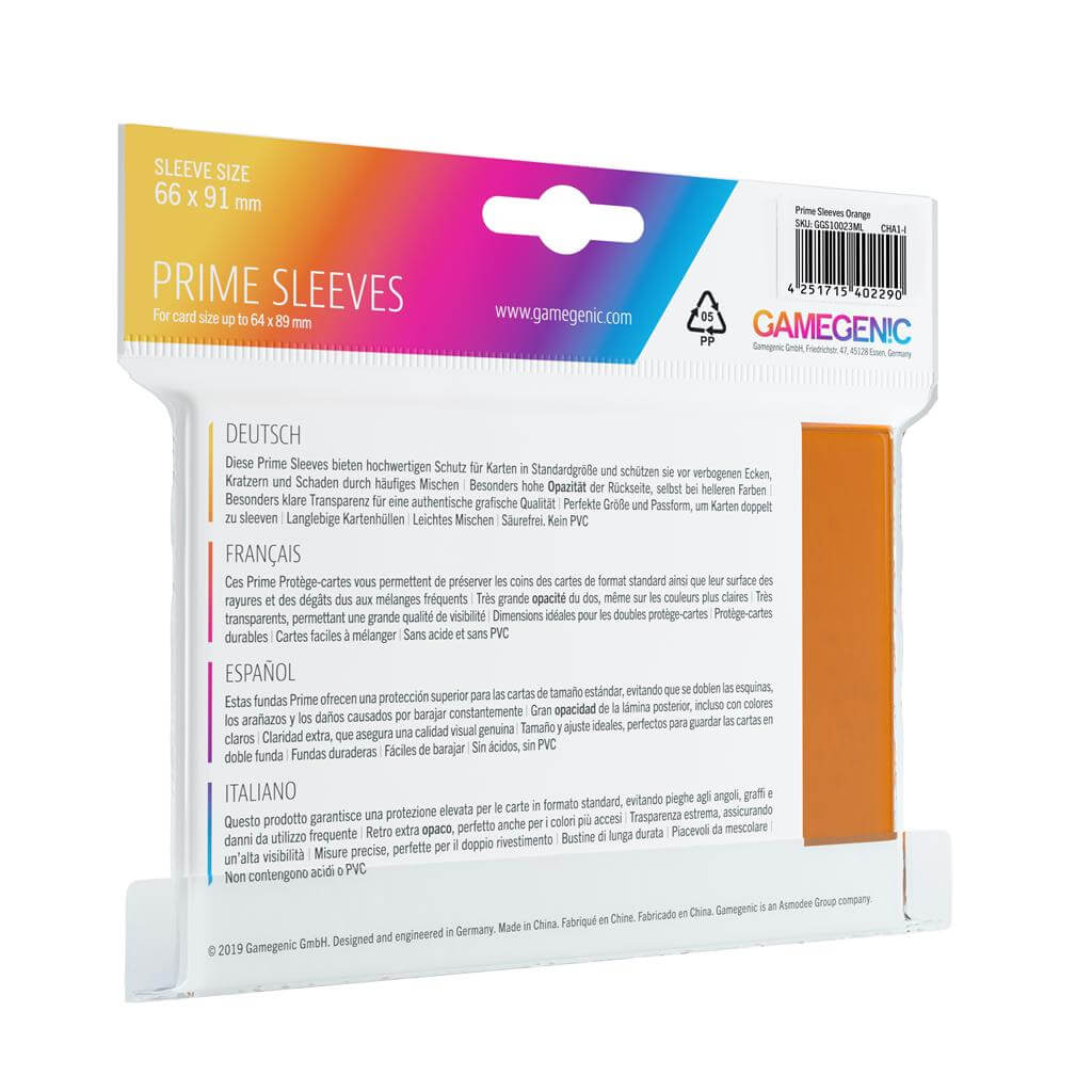 Accessoires Deze oranje Prime Sleeves bieden een hoogwaardige bescherming voor standaard formaat kaarten van maximaal 64x89mm.