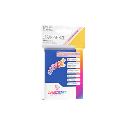 Accessoires The Japanese Size Prime Sleeves are 62 x 89 mm in size. They are ideal for card games like Yu-Gi-Oh!TM, NarutoTM, Cardfight!! VanguardTM and many others. These Japanese-Sized sleeves not only offer great protection for game cards. They also pr