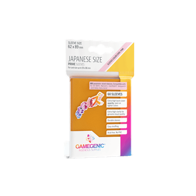 Accessoires The Japanese Size Prime Sleeves are 62 x 89 mm in size. They are ideal for card games like Yu-Gi-Oh!TM, NarutoTM, Cardfight!! VanguardTM and many others. These Japanese-Sized sleeves not only offer great protection for game cards. They also pr