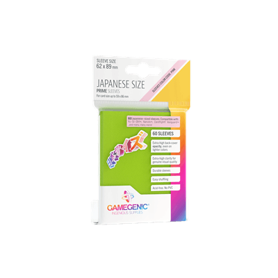 Accessoires The Japanese Size Prime Sleeves are 62 x 89 mm in size. They are ideal for card games like Yu-Gi-Oh!TM, NarutoTM, Cardfight!! VanguardTM and many others. These Japanese-Sized sleeves not only offer great protection for game cards. They also pr