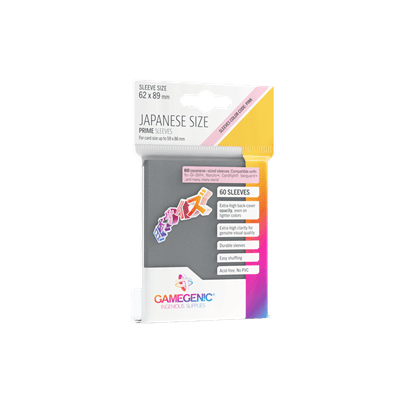 Accessoires The Japanese Size Prime Sleeves are 62 x 89 mm in size. They are ideal for card games like Yu-Gi-Oh!TM, NarutoTM, Cardfight!! VanguardTM and many others. These Japanese-Sized sleeves not only offer great protection for game cards. They also pr
