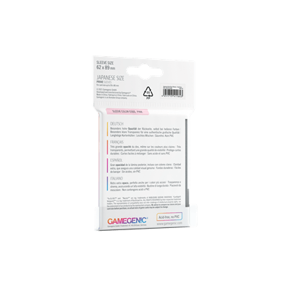 Accessoires The Japanese Size Prime Sleeves are 62 x 89 mm in size. They are ideal for card games like Yu-Gi-Oh!TM, NarutoTM, Cardfight!! VanguardTM and many others. These Japanese-Sized sleeves not only offer great protection for game cards. They also pr