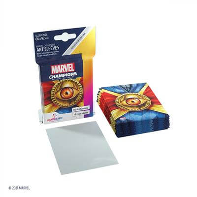 Accessoires SLEEVES Marvel Champions met Doctor Strange. Een pakje bevat 50+1 sleeves. Afmetingen zijn 66 x 91 mm.