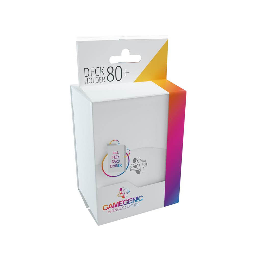 Accessoires Witte, casual deckbox die geschikt is voor het beschermen en opbergen van maximaal 80 kaarten met dubbele sleeves.