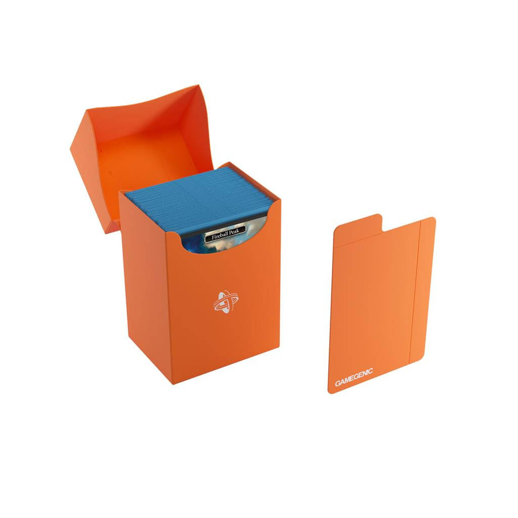 Accessoires Oranje, casual deckbox die geschikt is voor het beschermen en opbergen van maximaal 80 kaarten met dubbele sleeves.