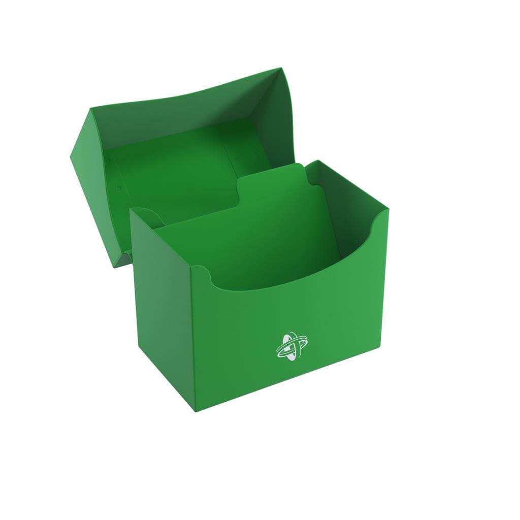 Accessoires Groene, casual sideloading deckbox die geschikt is voor het beschermen en opbergen van maximaal 80 kaarten met dubbele sleeves.