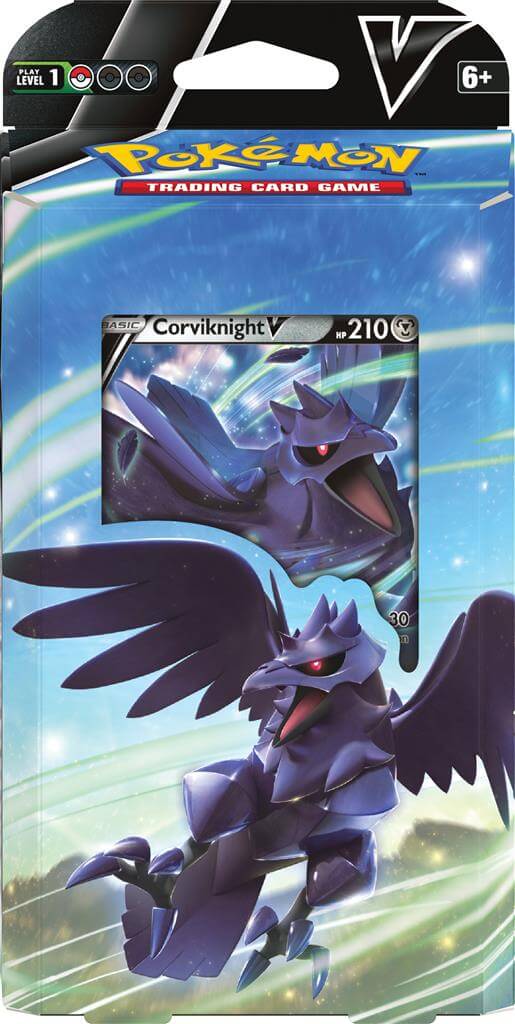Pokémon Ontketen de krachten van de schemering en de nacht met een deck met Lycanroc V of Corviknight V! Lycanroc V leidt een krachtig team Fighting types, en Corviknight V biedt de verpletterende kracht van Metal types, zodat je beurt na beurt grote aanv