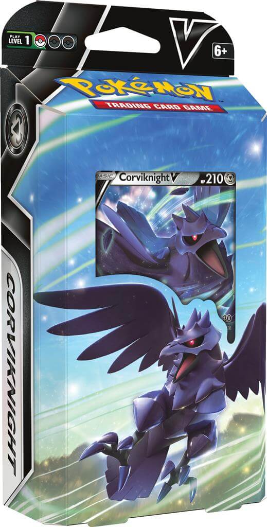 Pokémon Ontketen de krachten van de schemering en de nacht met een deck met Lycanroc V of Corviknight V! Lycanroc V leidt een krachtig team Fighting types, en Corviknight V biedt de verpletterende kracht van Metal types, zodat je beurt na beurt grote aanv