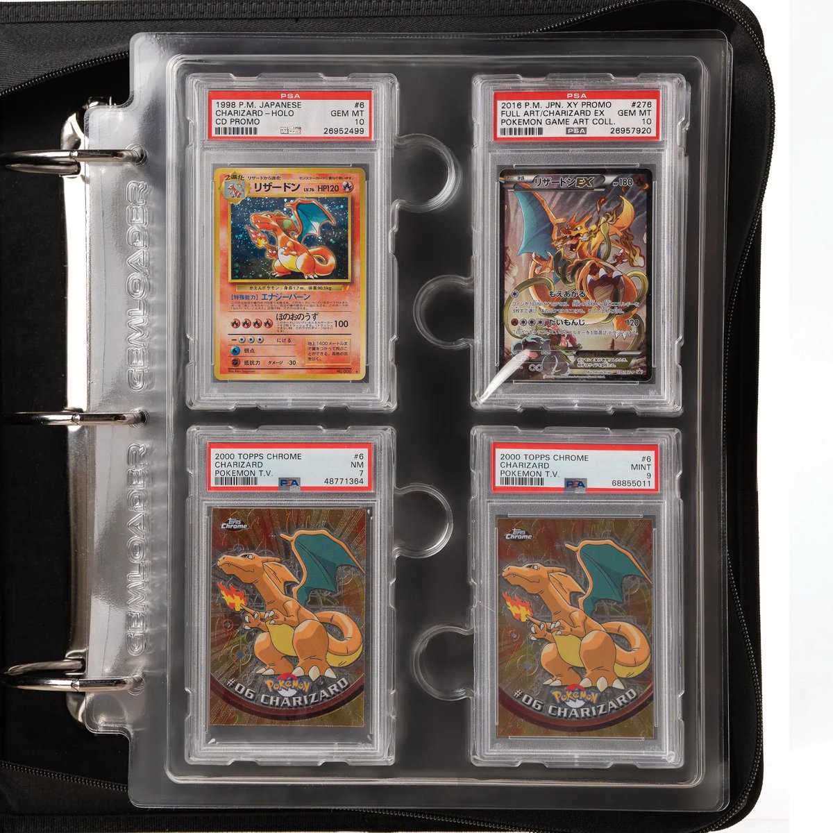 Classeur de cartes classées Gemloader Premium pour dalles [28 emplacements – disposition 2x2] Noir