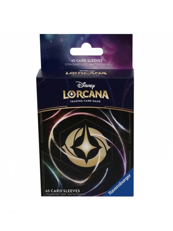 Lorcana Elke verpakking bevat 65 kaarthoezen met matte afwerking en een Disney Lorcana-glimmer.