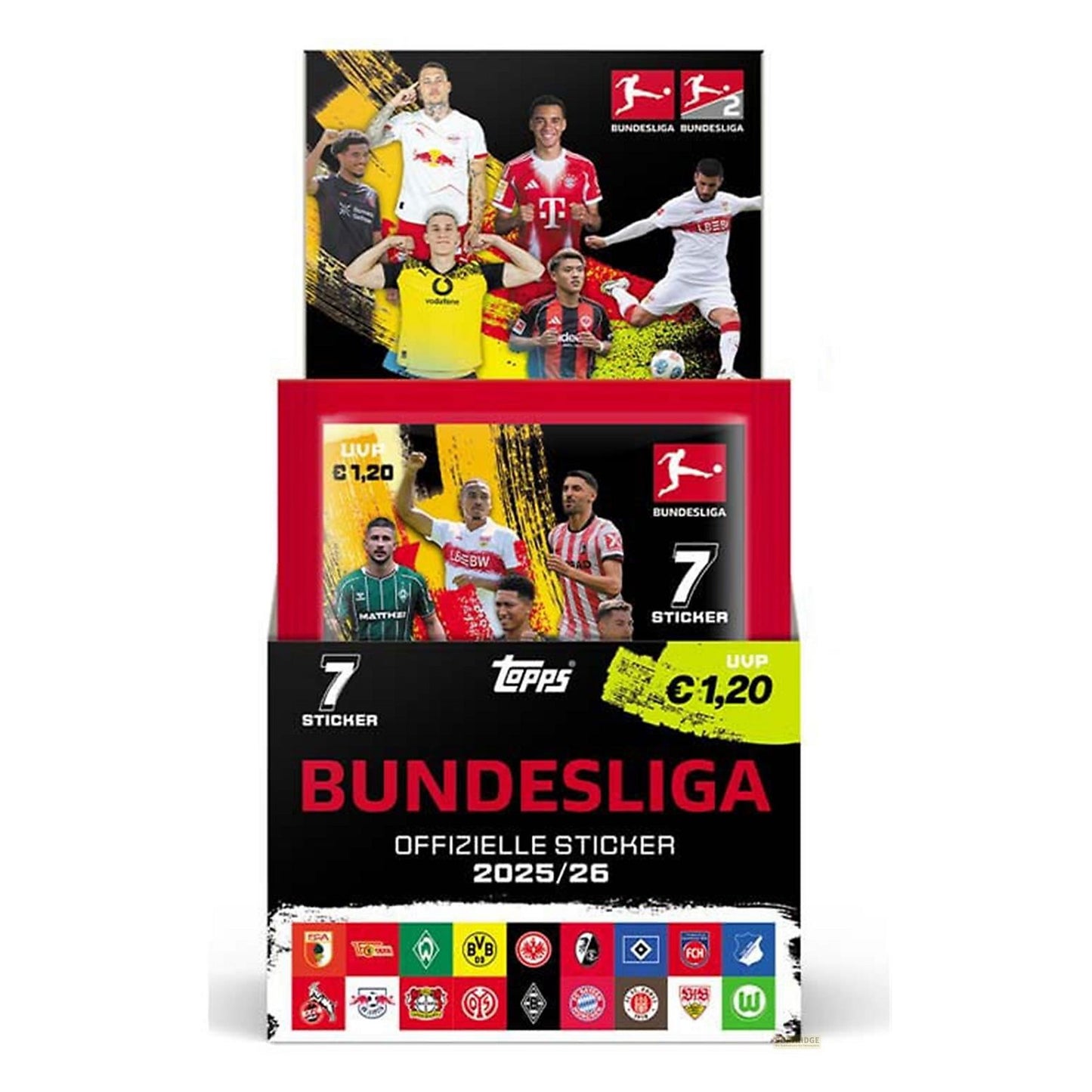Collection d'autocollants Bundesliga 2025/26 - Présentoir (50 pièces)