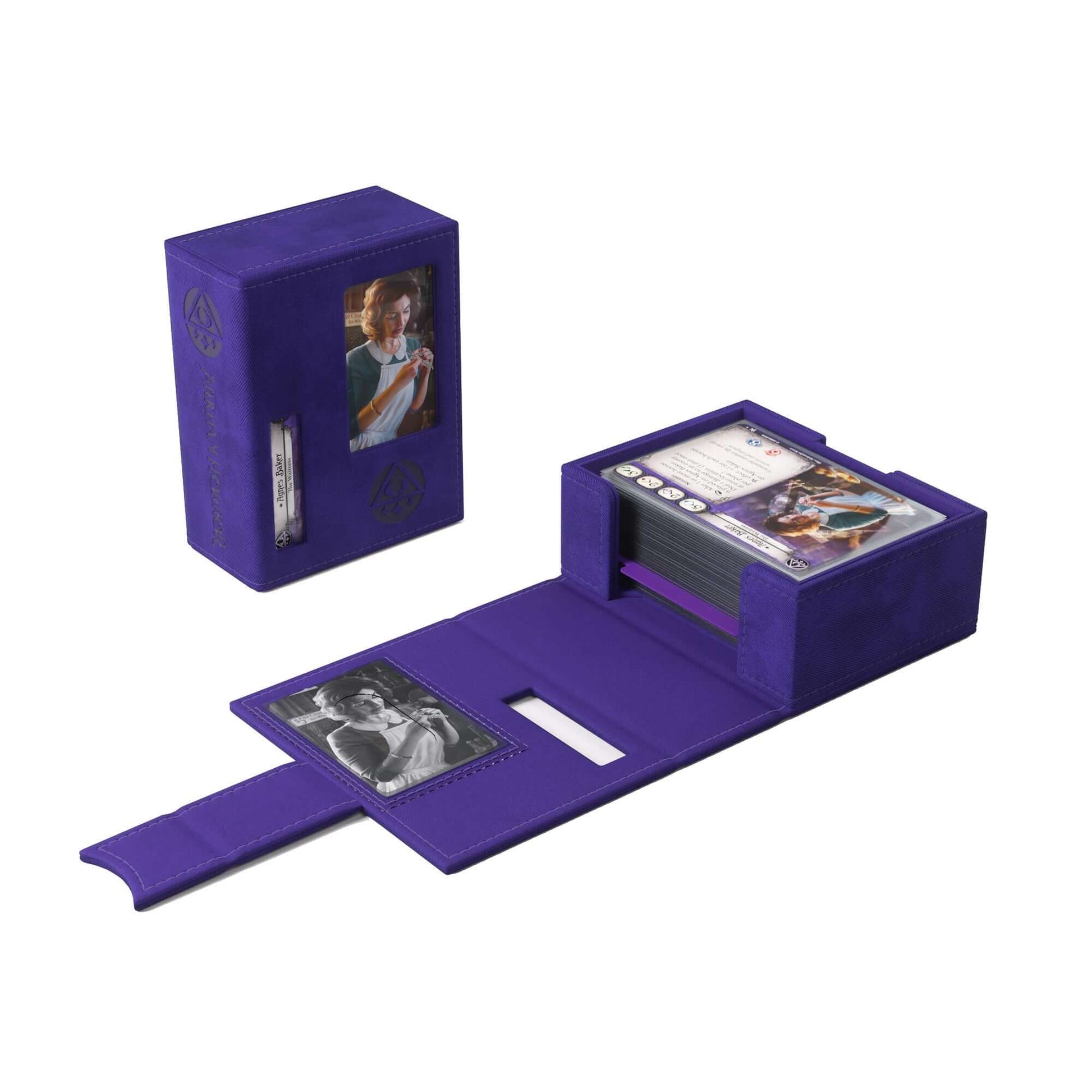 Accessoires Officially licensed premium deck box designed specifically for the needs of Arkham Horror: The Card Game players. The exclusive Arkham Horror Investigator Deck Tome is perfectly sized to hold a full investigator deck, even if the cards are sin
