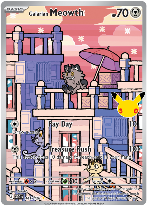 Galarian Meowth - 30th Celebration - 141/128