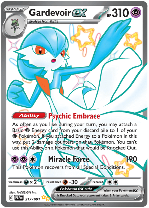 Naam: Gardevoir exSet: Paldean FatesNummer: 217/091Staat: Near Mint