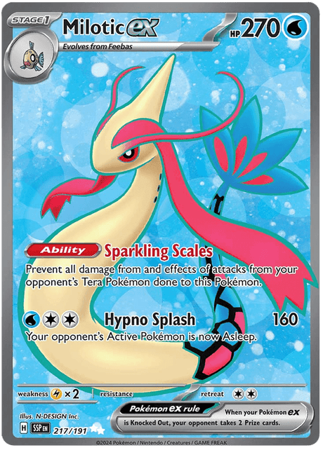 Naam: Milotic exSet: Surging SparksNummer: 217/191Staat: Near Mint