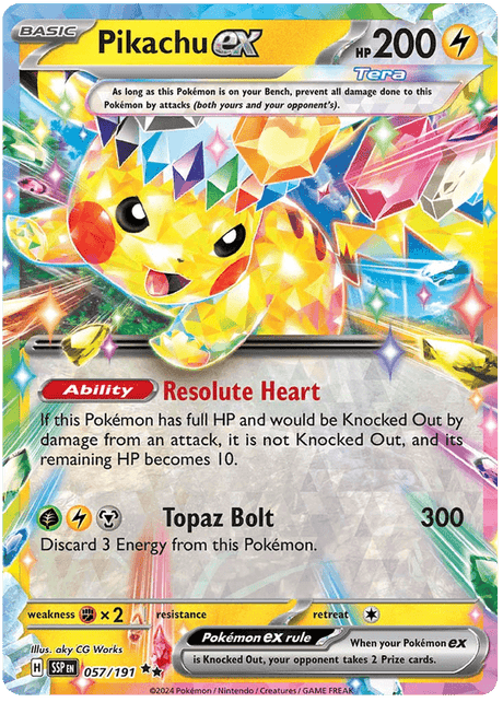 Naam: Pikachu exSet: Surging SparksNummer: 057/191Staat: Near Mint