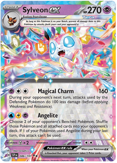 Naam: Sylveon exSet: Surging SparksNummer: 086/191Staat: Near Mint