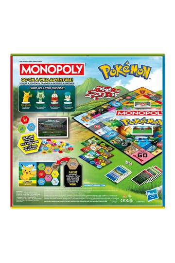 UITVERKOOP Race to catch the wild Pokémon! The Monopoly Pokémon Edition game combines classic Monopoly gameplay with thrilling Pokémon-catching action. Play as a Pokémon Trainer adventuring through a vast land with a Pokémon partner. In this fun kids game