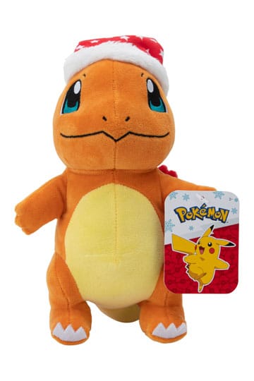 Peluche Pokémon Salamèche Hiver avec Bonnet de Noël 20 cm