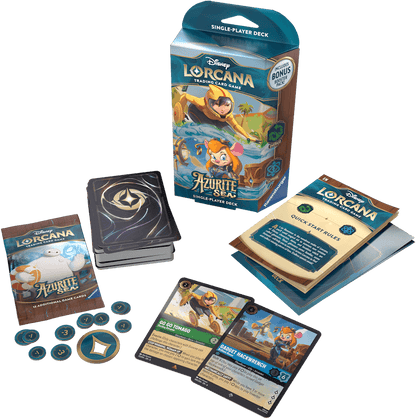Lorcana Om Disney Lorcana te spelen, heeft elke speler een kaartspel van zestig kaarten nodig. Kant-en-klare startdecks bevatten een voorgeconstrueerd deck met een specifieke kaartenlijst. Als ruilkaartspellen nieuw voor je zijn, of als je het spel wilt e