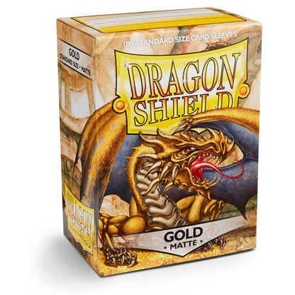 Accessoires Transparante voorkant en matte gouden achterkant. Een box bevat 100 sleeves. Ontworpen voor gebruik met Magic: The Gathering ™, Pokémon ™ en andere kaartspellen.