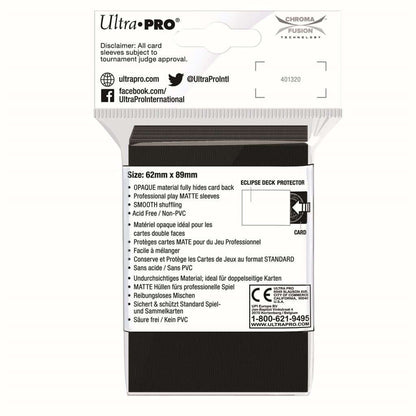 Accessoires Deze Eclipse PRO-Matte Deck Protector sleeves verbergen de kaartrug volledig met een extra laag ondoorzichtig zwart materiaal. Als onderdeel van de PRO-Matte-lijn gebruiken de Eclipse sleeves mat transparant materiaal om de voorzijde van de ka