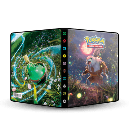 Pokémon 4-Pocket Portfolios for Pokemon feature a vibrant, full-art cover. Each portfolio stores and protects up to 40 standard size cards single-loaded and 80 cards double-loaded in archival-safe polypropylene pages. There are also pages in the center of