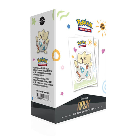 Pokémon The 105ct APEX™ Deck Protector Sleeves for Pokémon TCG are made with our new easy-shuffle formulation and feature vibrant artwork of Togepi among a joyous scene of colorful doodles on a textured back. Archival-safe polypropylene materials ensure y