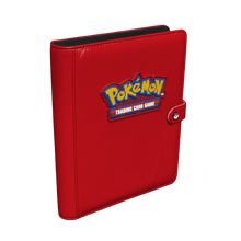 Pokémon The Premium Snap Binder for Pokémon is the ideal accessory for trading card collectors of every age!Each binder features a red padded leatherette cover with a rubber Pokémon logo emblem, and can be securely closed with the enamel Poké Ball snap on