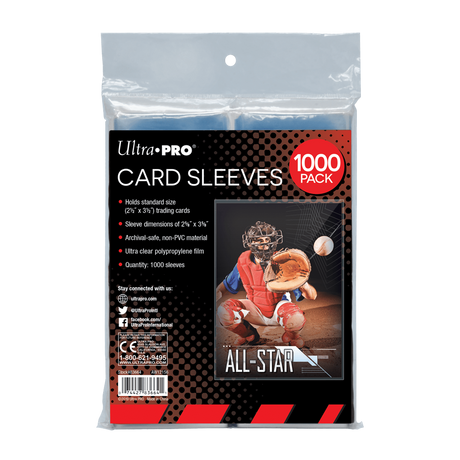 Accessoires Protect your trading cards from dirt and dust with Ultra PRO card sleeves. Made with non-PVC, ultra clear polypropylene film these sleeves are a must for any trading card collector looking to preserve the value of their trading cards. Sized to
