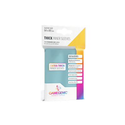 Accessoires Keeping their cards safe and sound is an essential need for many players. The Thick Inner Sleeves offer an extra layer of sturdy protection. Compared to conventional inner sleeves, these are twice as thick, bringing an increased thickness of 1