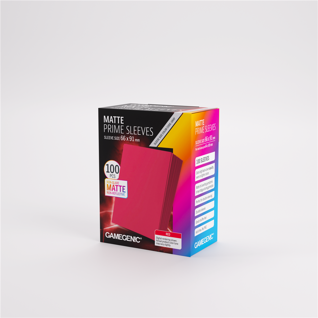 GameGenic SLEEVES Pack Matte Prime Red 66x91mm (100 stuks)