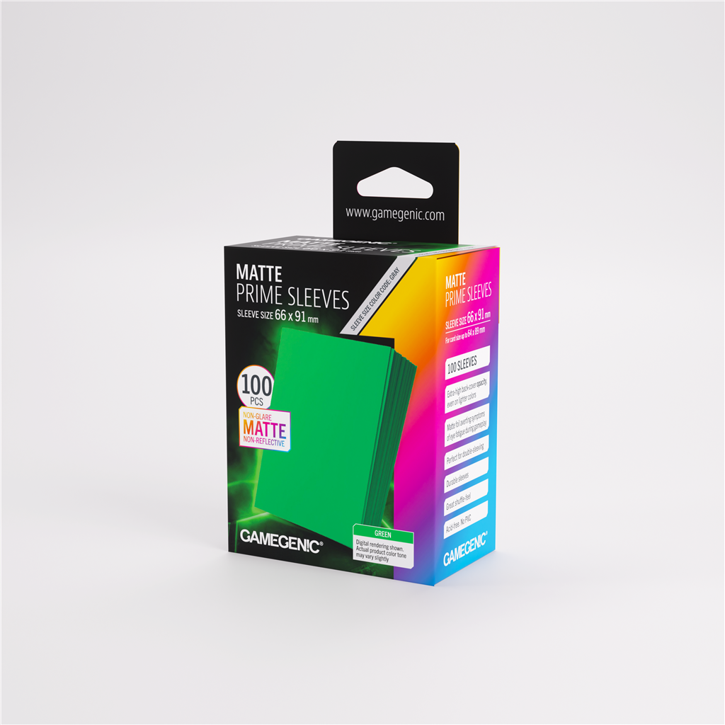 GameGenic SLEEVES Pack Matte Prime Green 66x91mm (100 stuks)