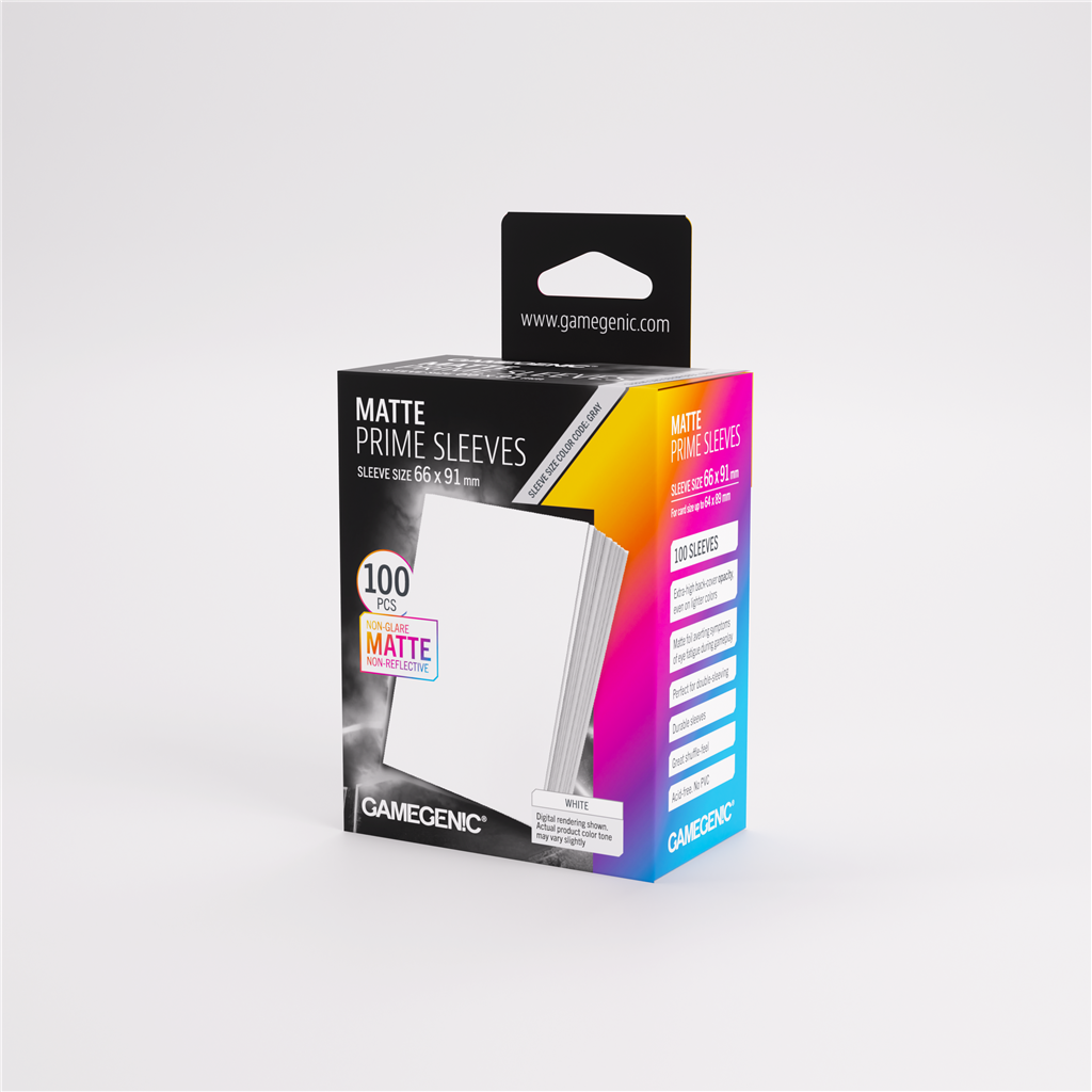 GameGenic SLEEVES Pack Matte Prime White 66x91mm (100 stuks)