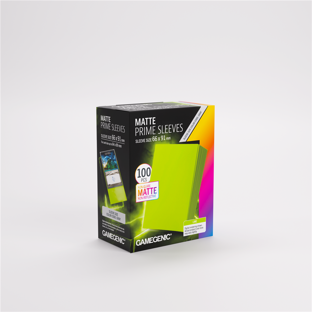GameGenic SLEEVES Pack Matte Prime Lime 66x91mm (100 stuks)