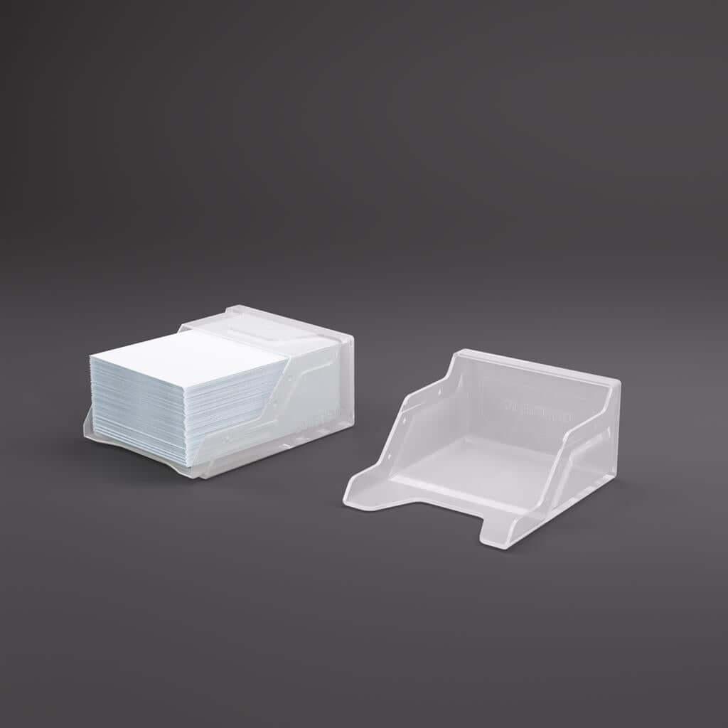 Accessoires The Bastion 50+ is a very compact and rock-solid deck box to safely protect 50+ double-sleeved cards in Closable Inner Sleeves. It is ideal for decks with 55+ double-sleeved cards in standard inner sleeves. Due to translucent materials and sma