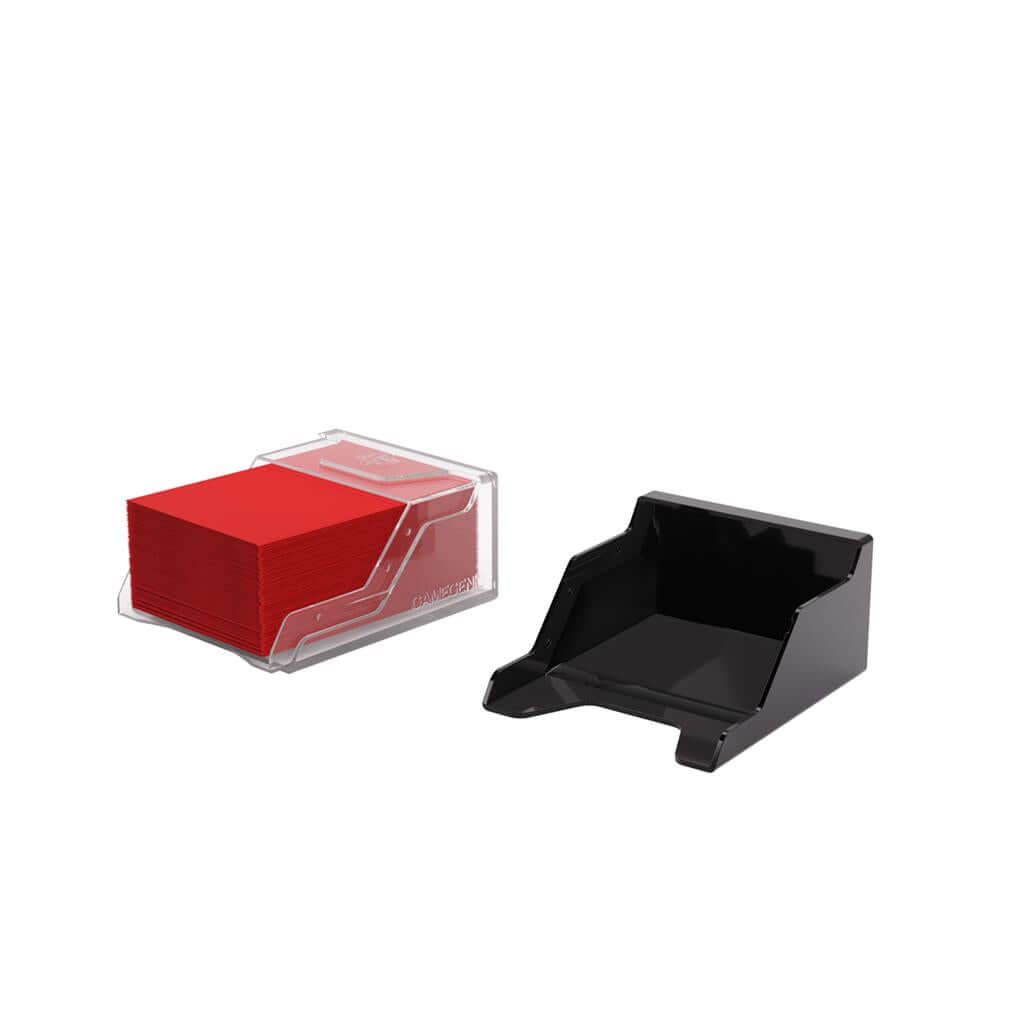 Accessoires The Bastion 50+ is a very compact and rock-solid deck box to safely protect 50+ double-sleeved cards in Closable Inner Sleeves. It is ideal for decks with 55+ double-sleeved cards in standard inner sleeves. Due to translucent materials and sma